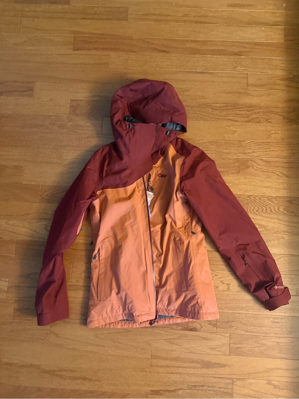 Outdoor Research Women's Tungsten Two-Tone Peach & Rust Waterproof Jacket